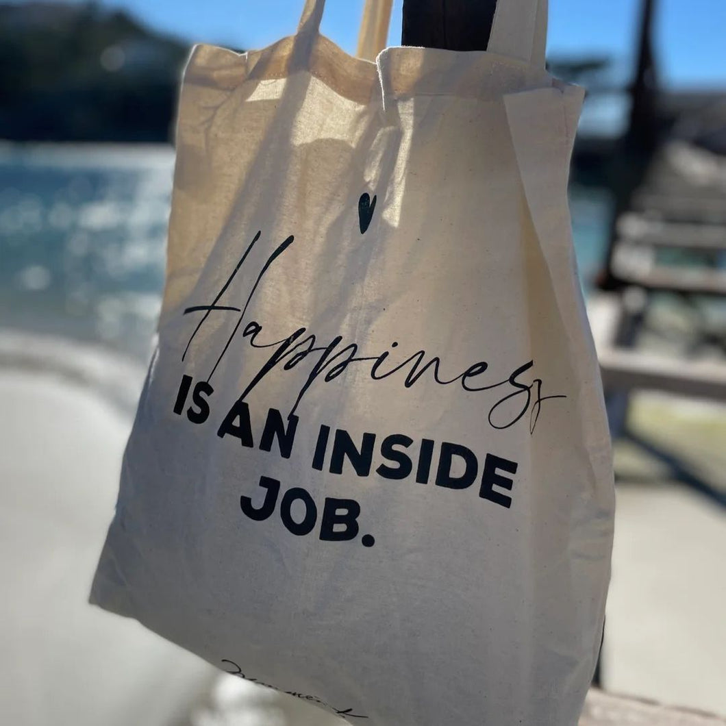 HAPPINESS IS AN INSIDE JOB - JUTE SHOPPER